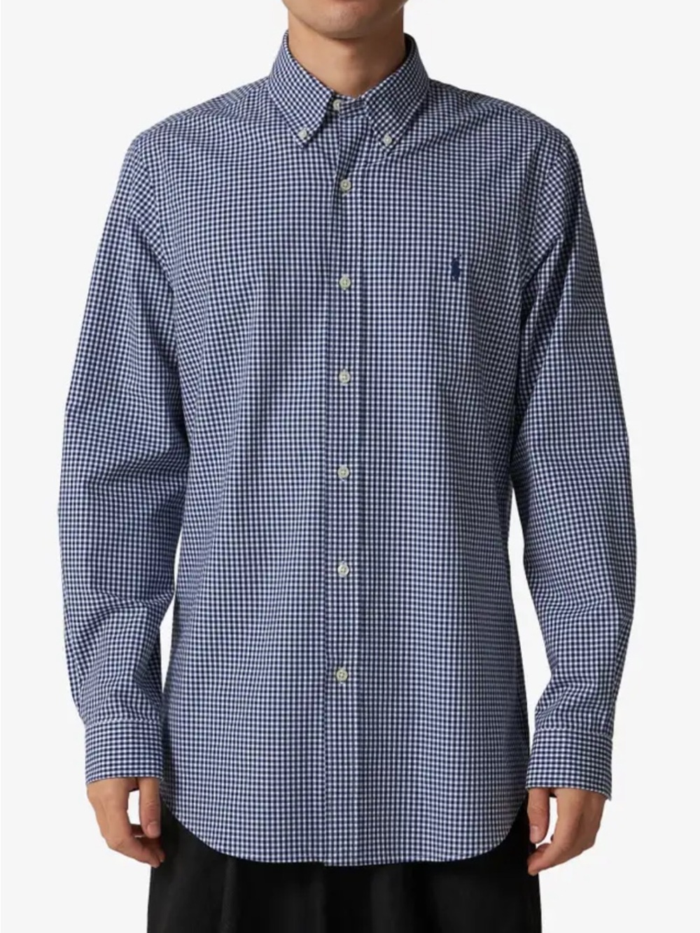 Ralph Lauren Navy and White Gingham Button-Down Shirt - Men's